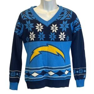 Klew NFL Official Womens Los Angeles Chargers Ugly Christmas Sweater Sz M